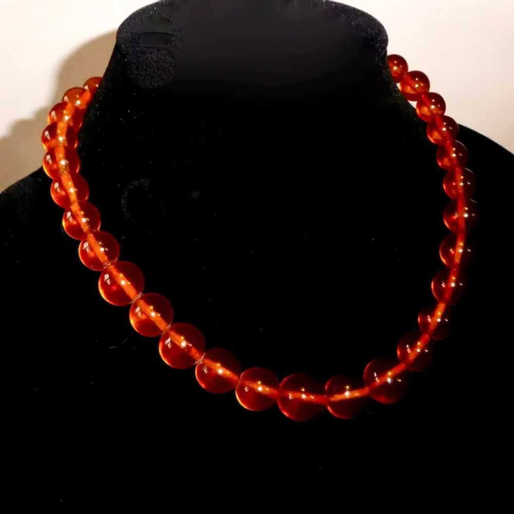 Genuine Transparent Honey Amber Round Bead Neckla… - image 4