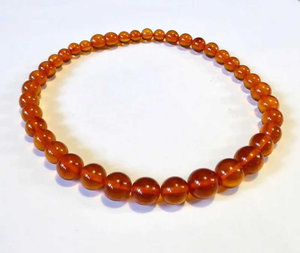 Genuine Transparent Honey Amber Round Bead Neckla… - image 5