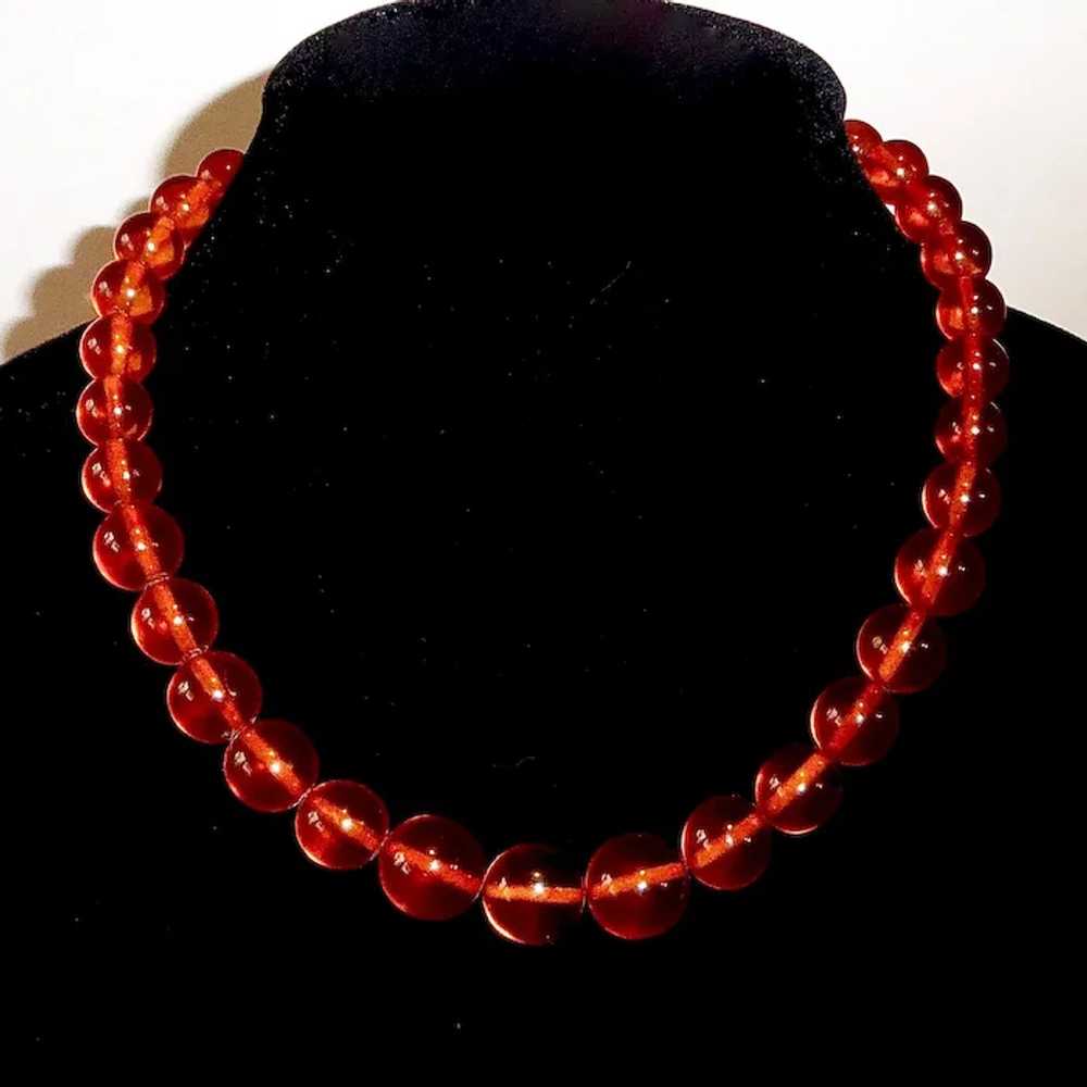 Genuine Transparent Honey Amber Round Bead Neckla… - image 6