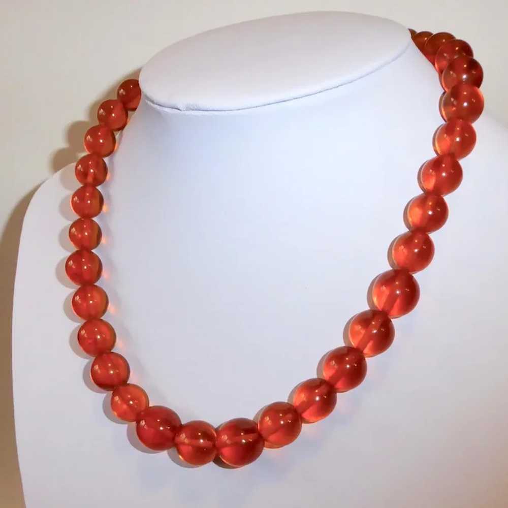 Genuine Transparent Honey Amber Round Bead Neckla… - image 8