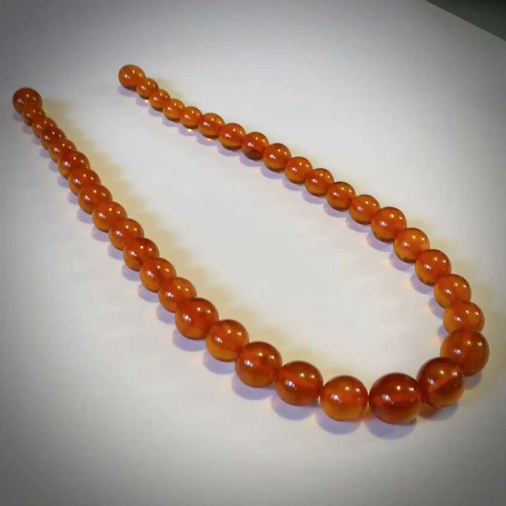 Genuine Transparent Honey Amber Round Bead Neckla… - image 9