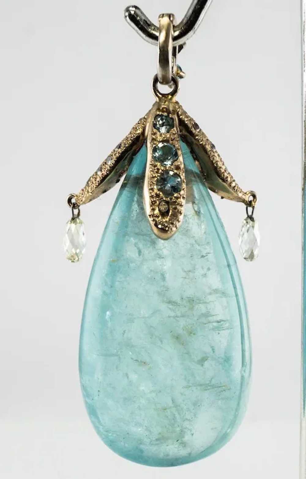 Aquamarine Necklace Diamond Baroque Pearl Choker … - image 2