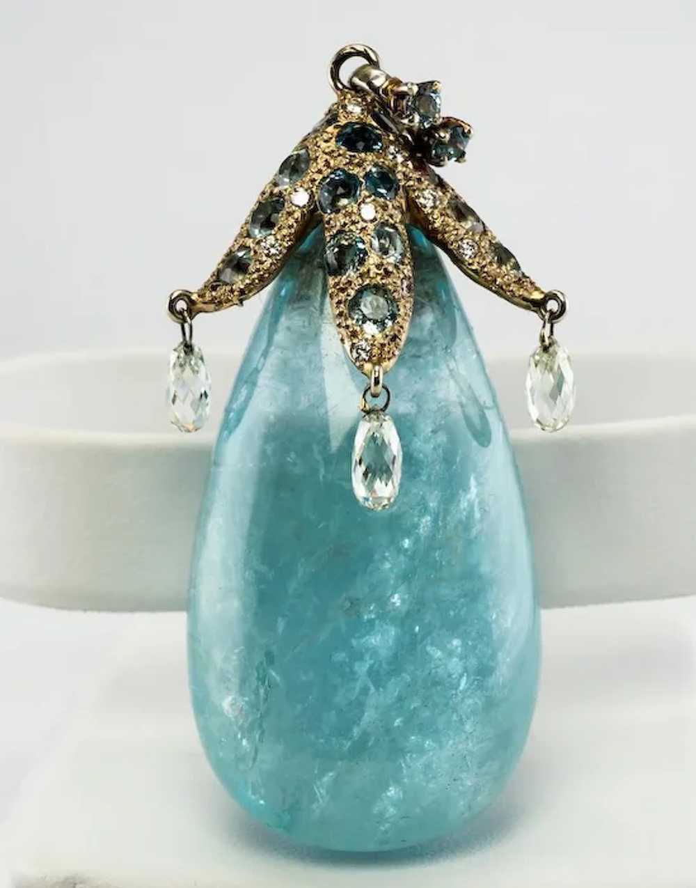 Aquamarine Necklace Diamond Baroque Pearl Choker … - image 5