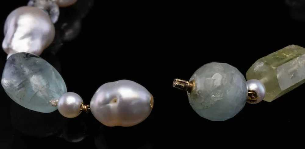 Aquamarine Necklace Diamond Baroque Pearl Choker … - image 7