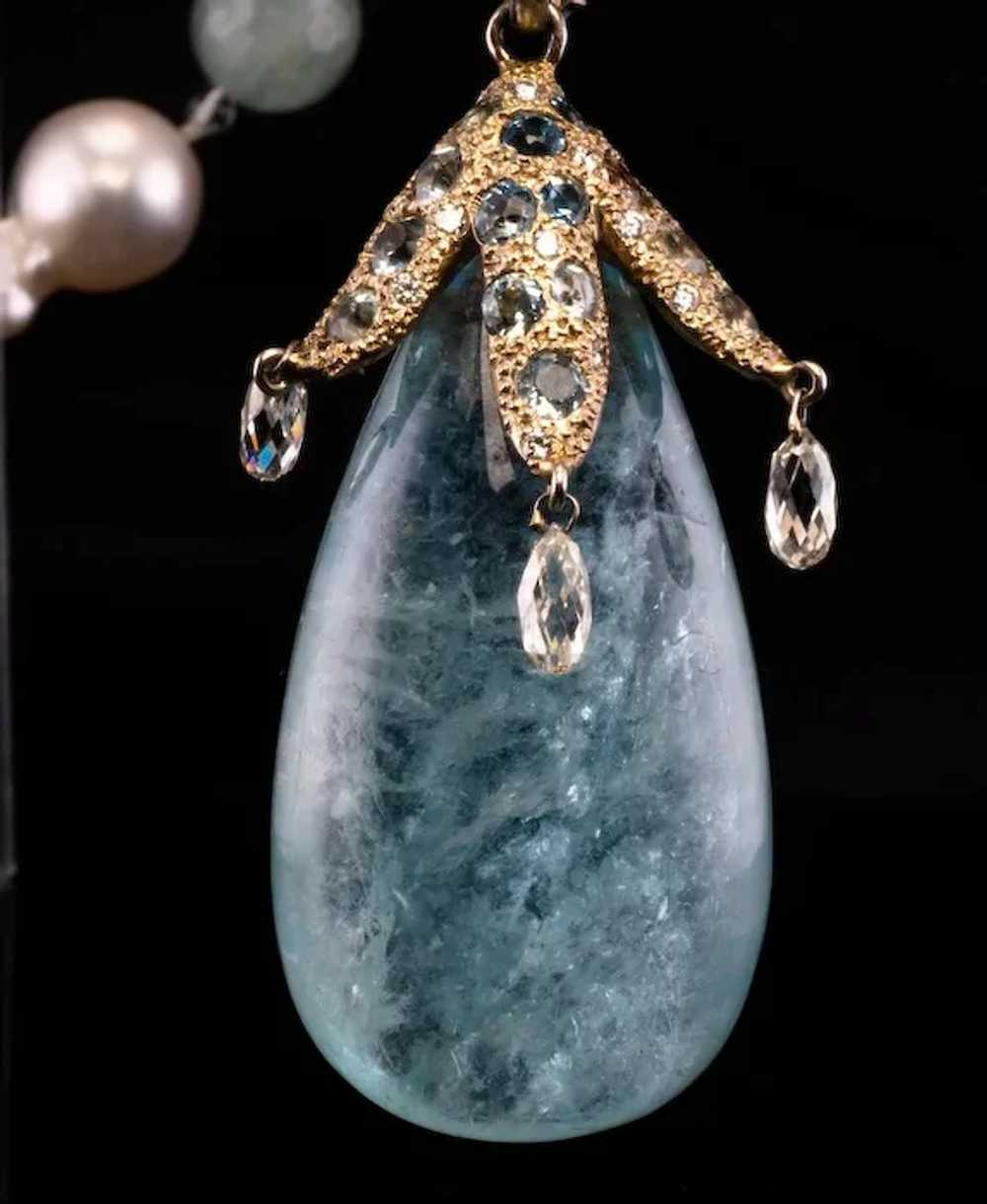 Aquamarine Necklace Diamond Baroque Pearl Choker … - image 9