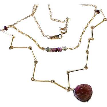 Tourmaline necklace, Gold necklace,  two strand n… - image 1