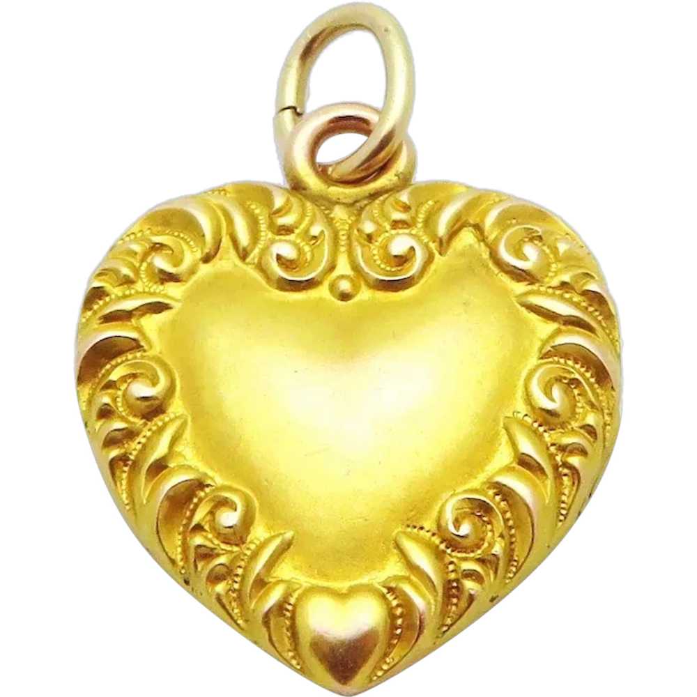 Stunning Antique Victorian 14K Yellow Gold Heart … - image 1