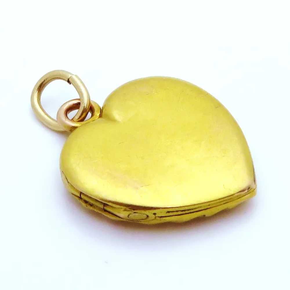 Stunning Antique Victorian 14K Yellow Gold Heart … - image 2