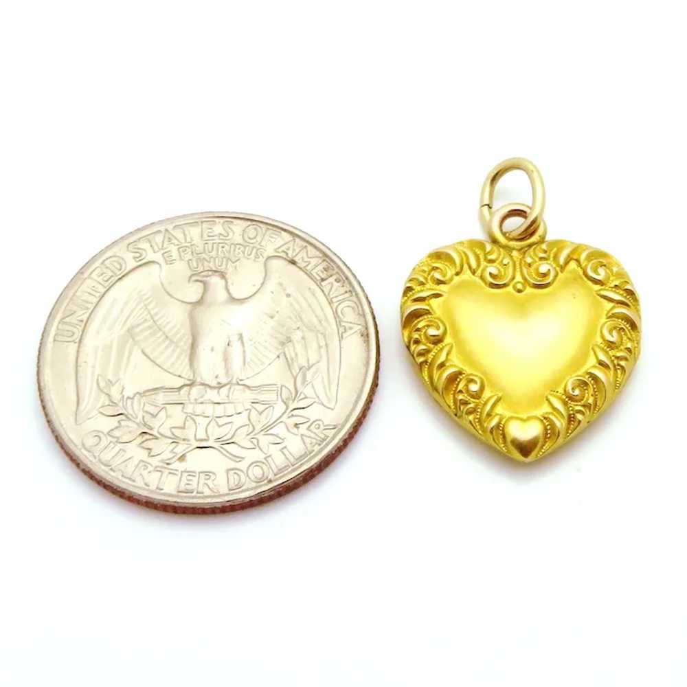 Stunning Antique Victorian 14K Yellow Gold Heart … - image 3