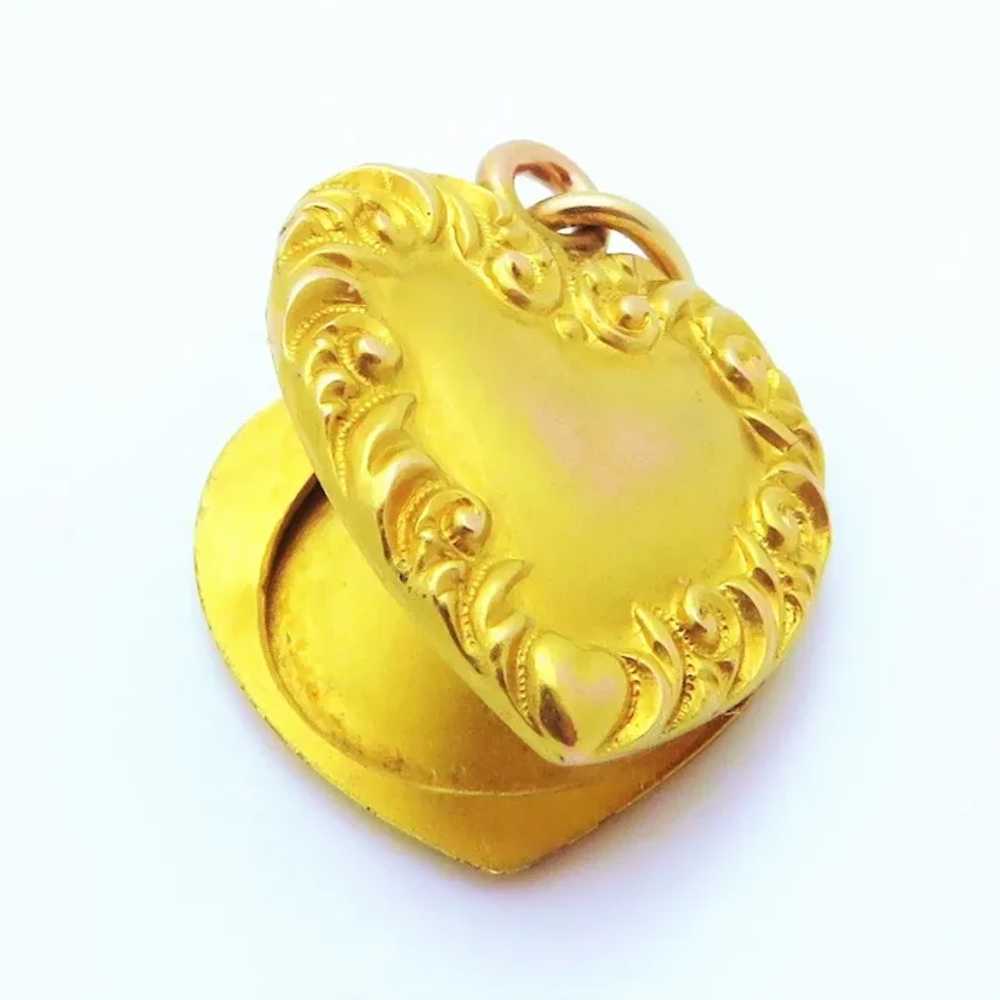 Stunning Antique Victorian 14K Yellow Gold Heart … - image 4