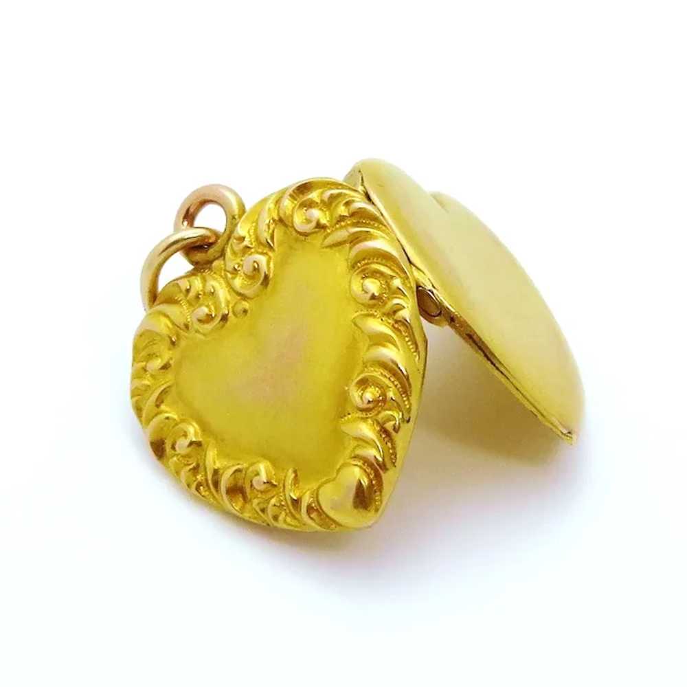 Stunning Antique Victorian 14K Yellow Gold Heart … - image 6
