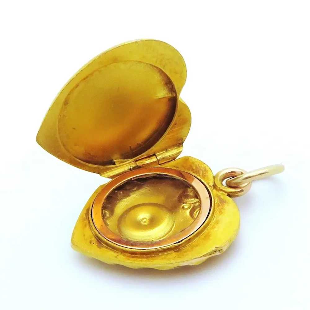 Stunning Antique Victorian 14K Yellow Gold Heart … - image 7