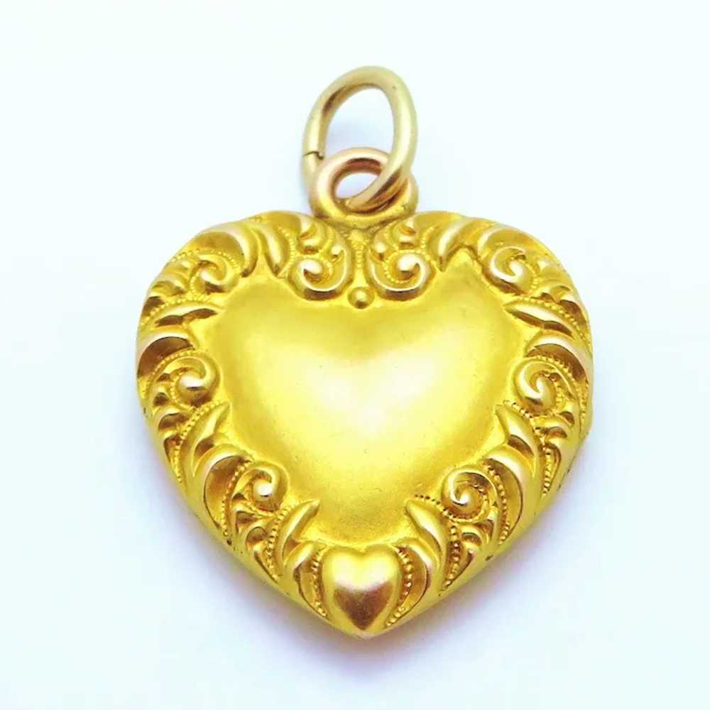 Stunning Antique Victorian 14K Yellow Gold Heart … - image 8
