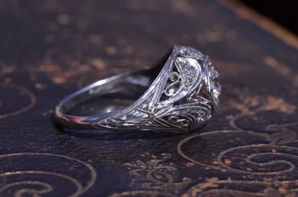 Ladies Filigree Ring in Platinum set with Diamonds - image 3