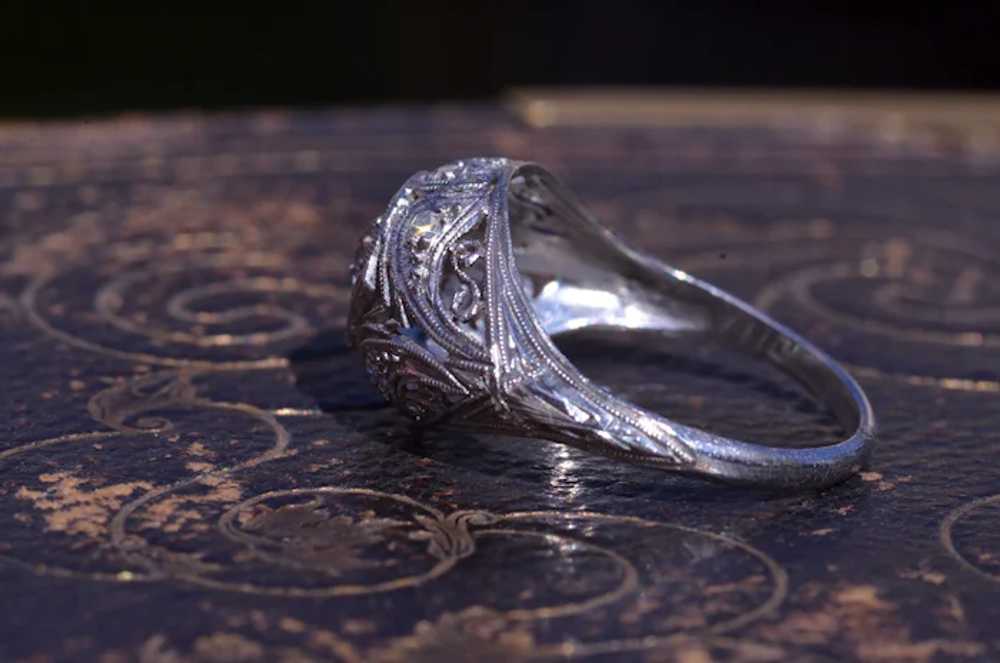 Ladies Filigree Ring in Platinum set with Diamonds - image 5