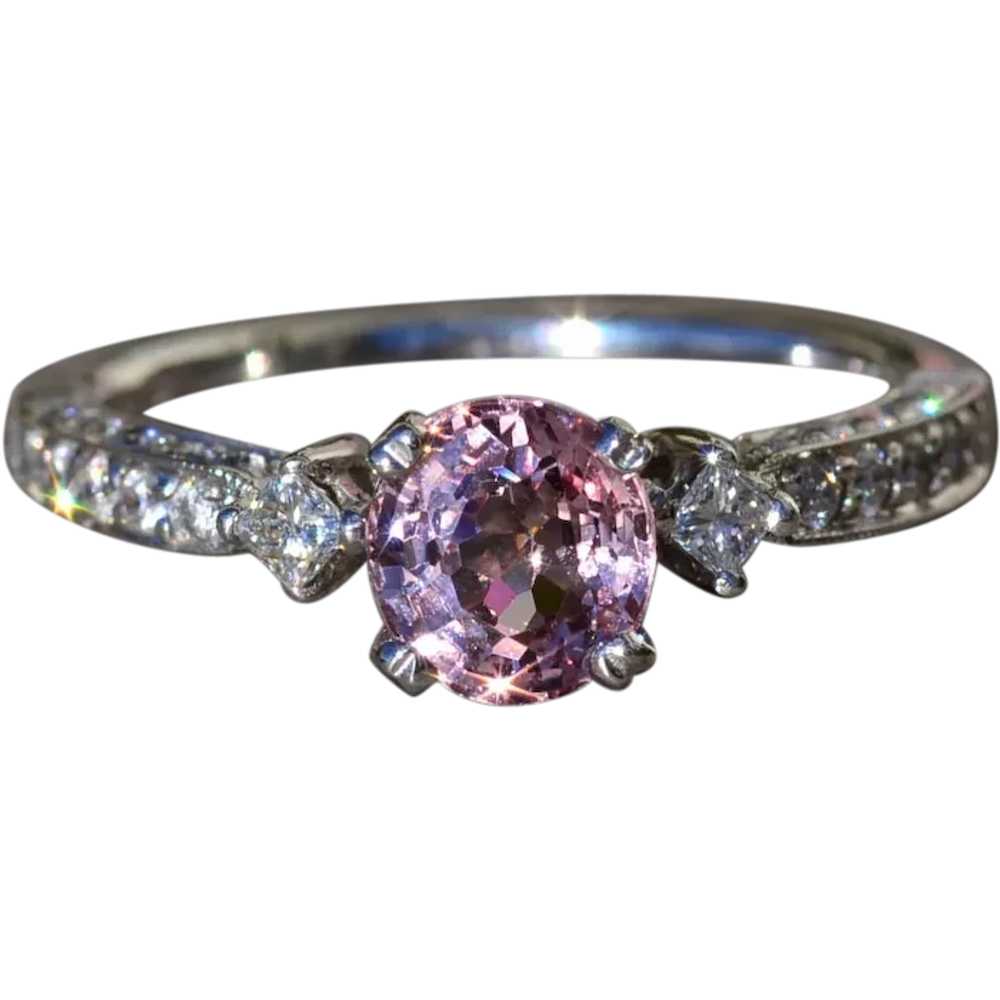 Natural Pink Sapphire and Diamond Engagement Ring - image 1