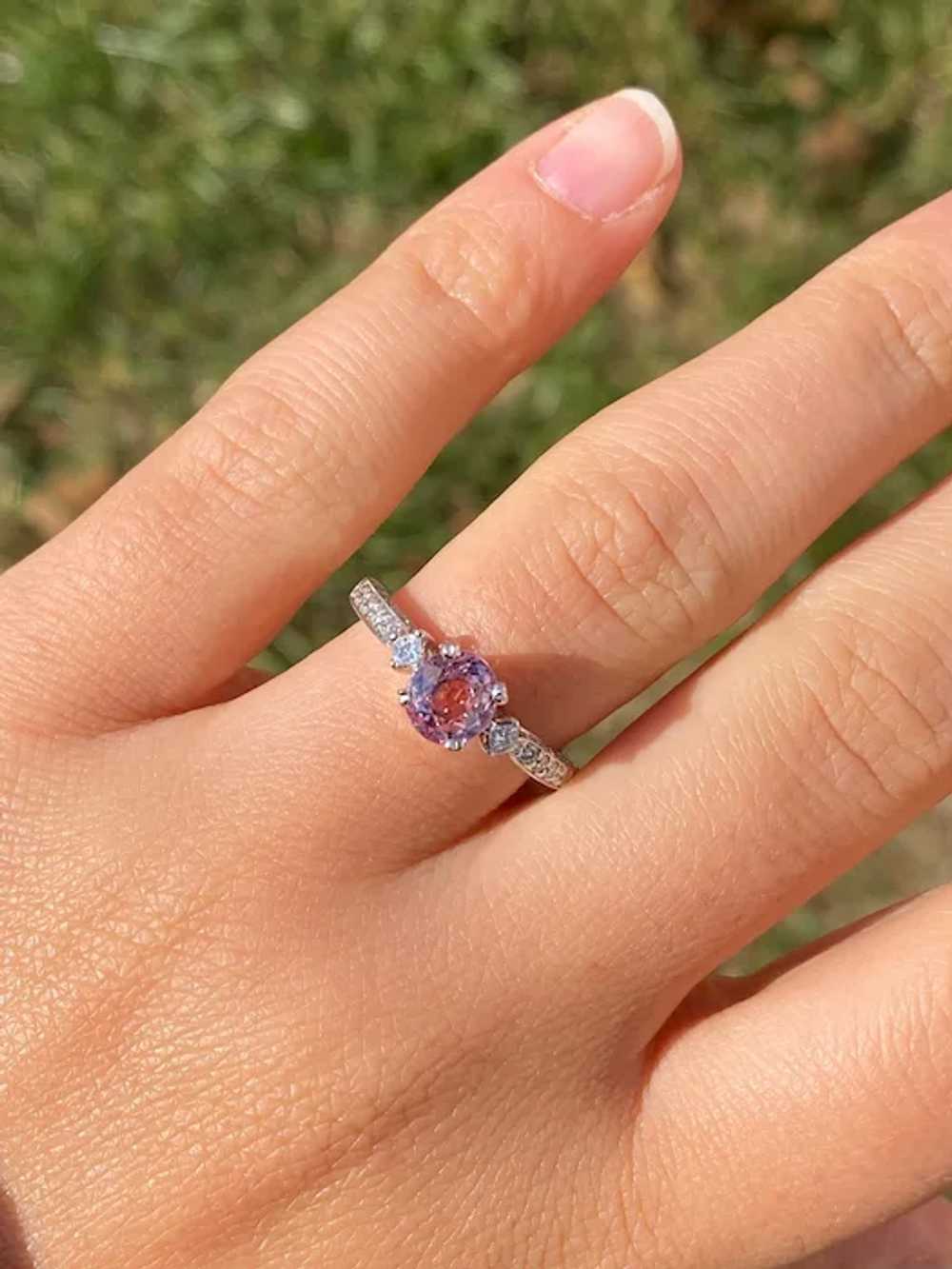 Natural Pink Sapphire and Diamond Engagement Ring - image 7