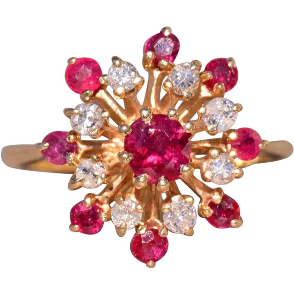 Ruby Cocktail Ring with Diamonds - image 1