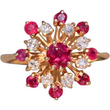 Ruby Cocktail Ring with Diamonds - image 1