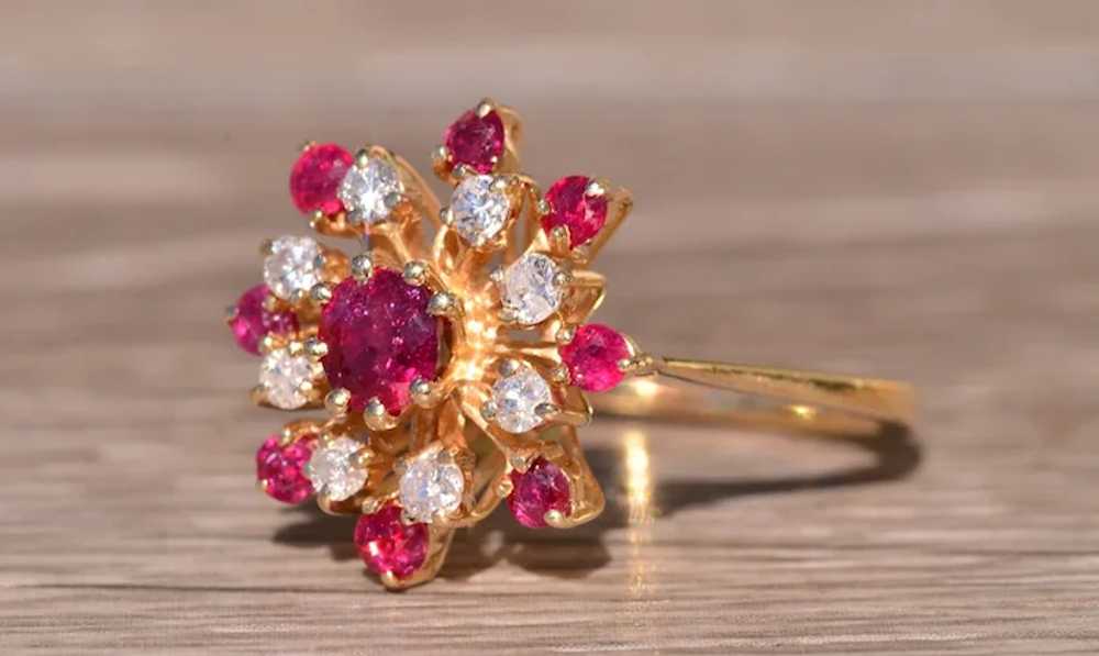 Ruby Cocktail Ring with Diamonds - image 2