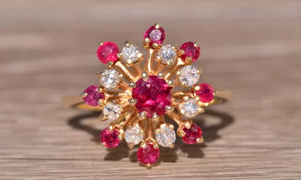 Ruby Cocktail Ring with Diamonds - image 5