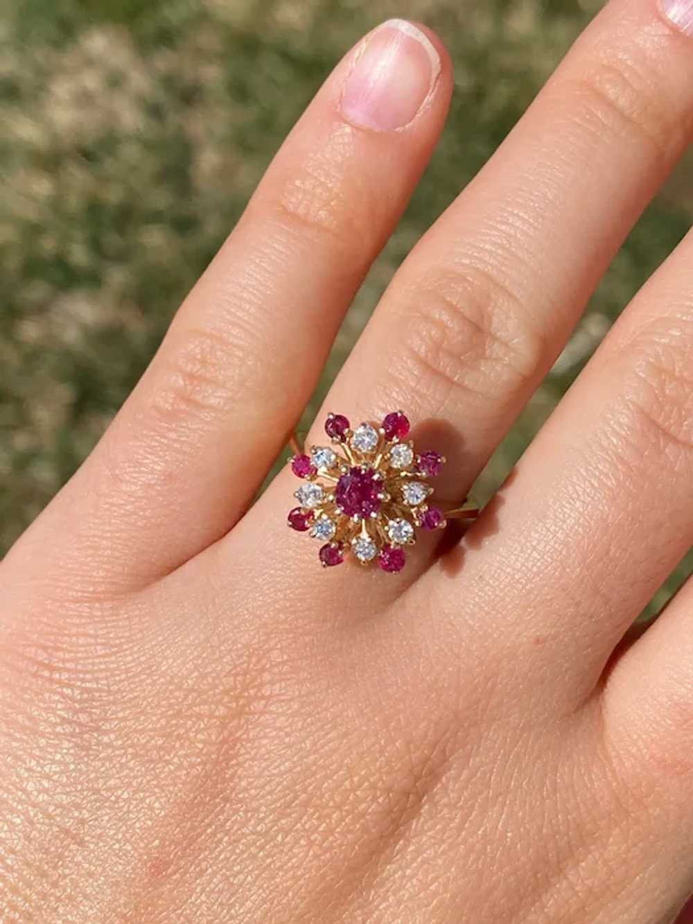 Ruby Cocktail Ring with Diamonds - image 6