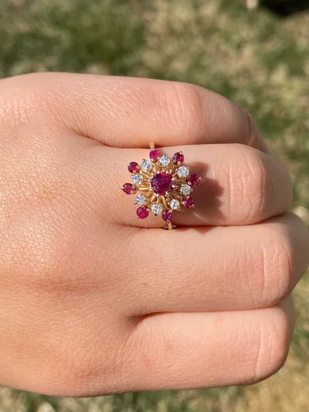 Ruby Cocktail Ring with Diamonds - image 7