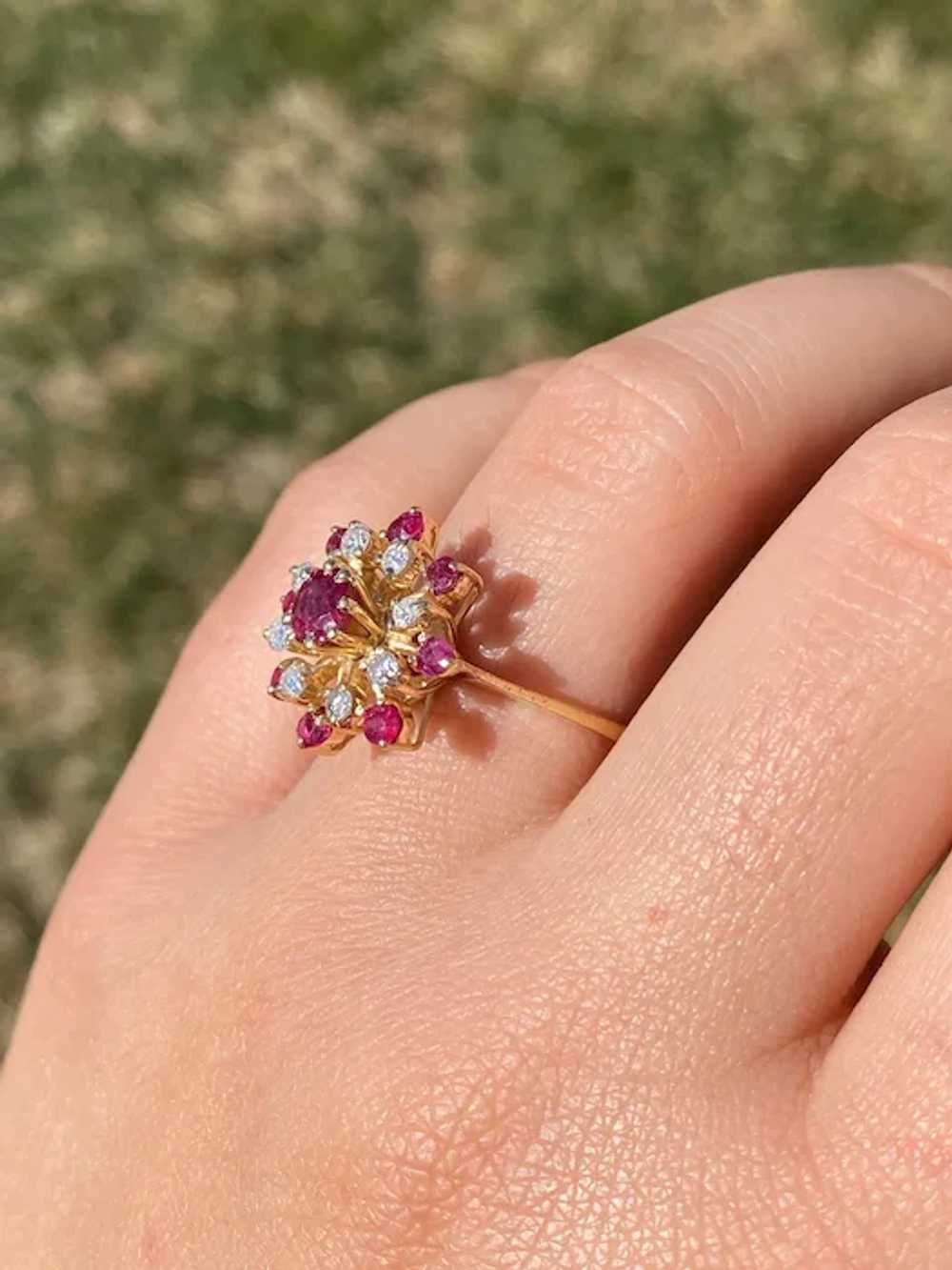 Ruby Cocktail Ring with Diamonds - image 8