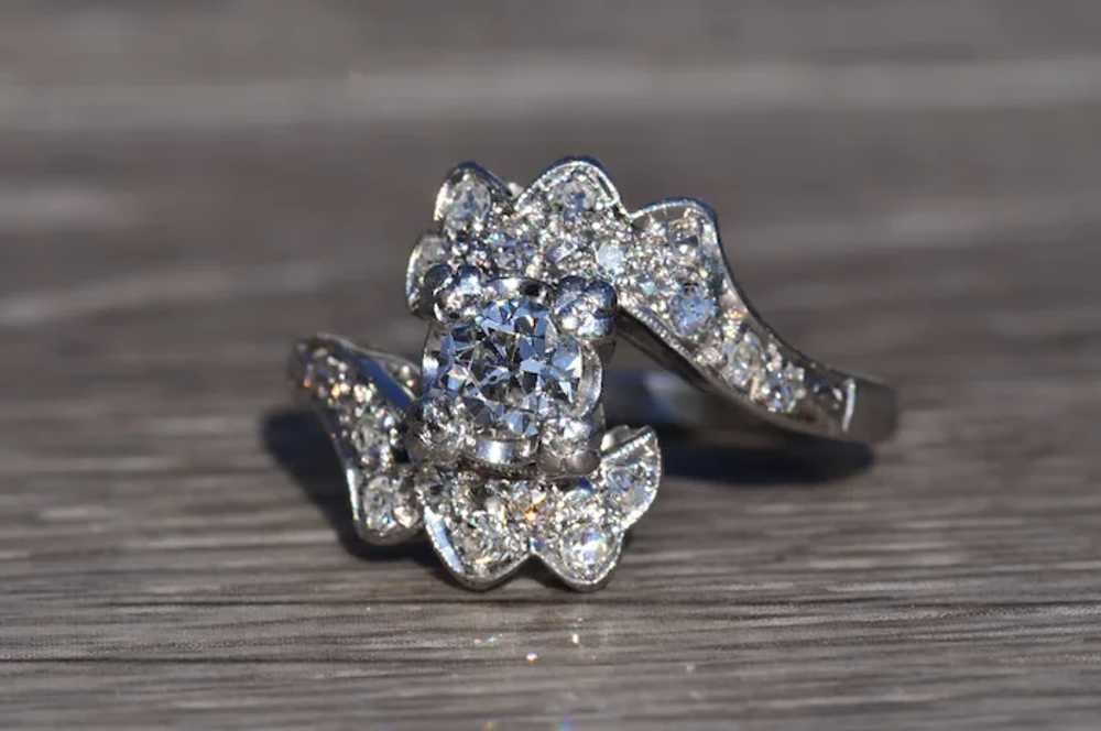 Antique Platinum Bypass Engagement Ring - image 2