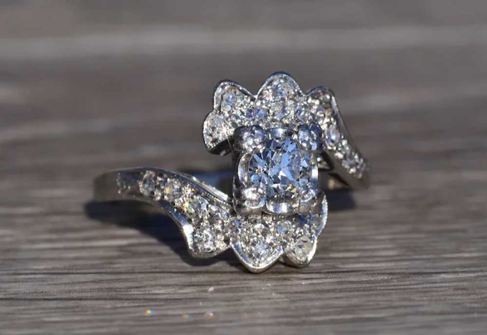 Antique Platinum Bypass Engagement Ring - image 5