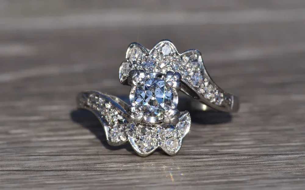 Antique Platinum Bypass Engagement Ring - image 6