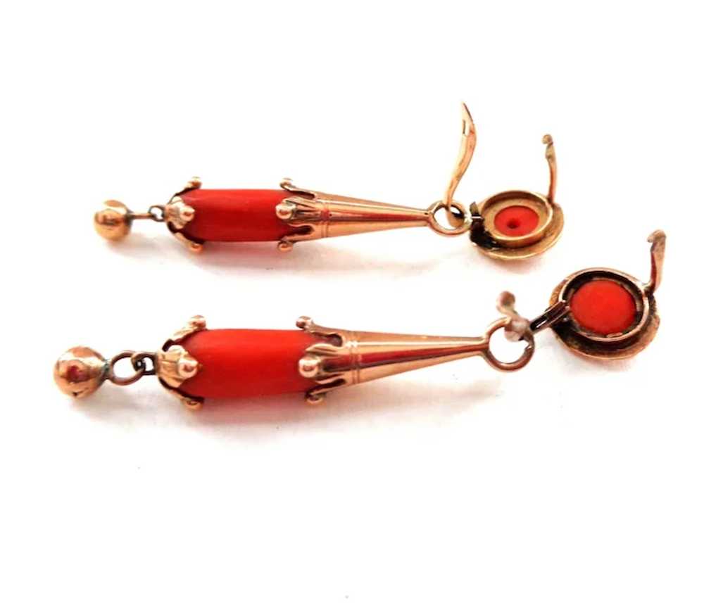 Antique Coral and 14K Gold Day and Night Dangle E… - image 5