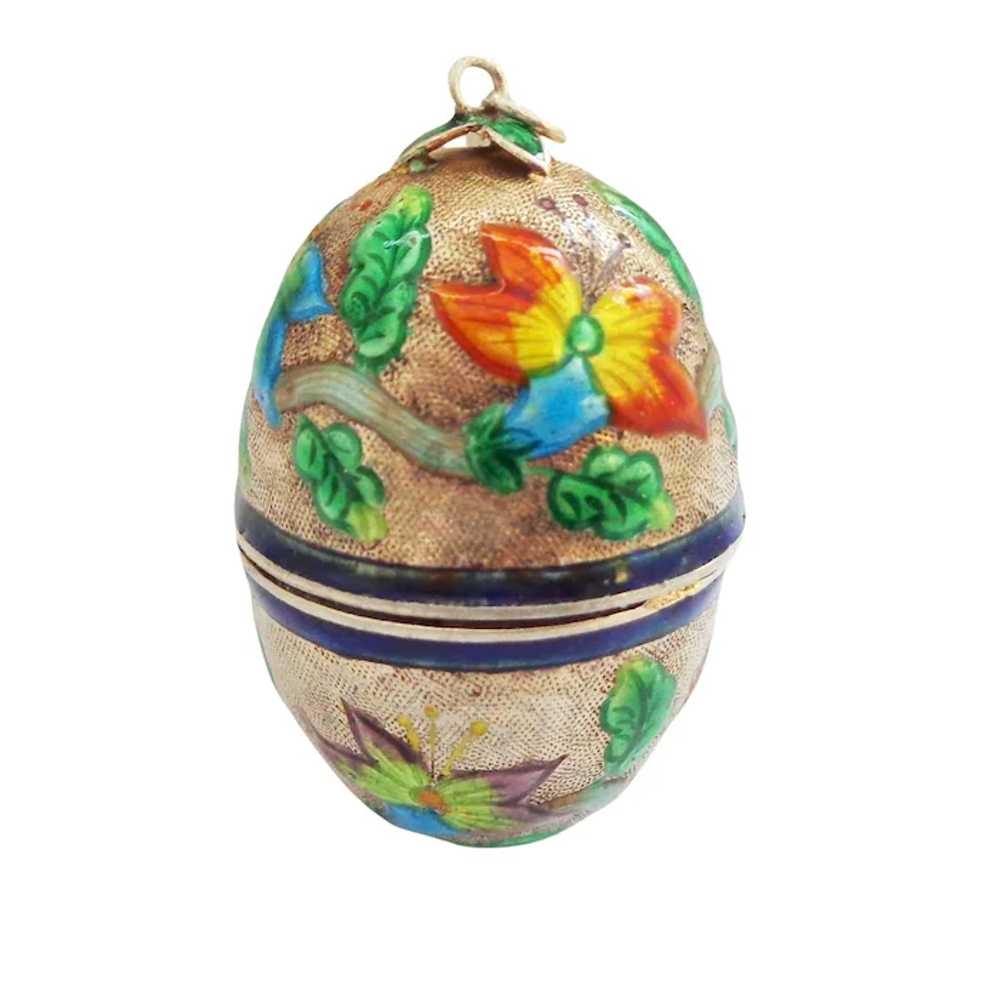 Chinese Enamel on Silver Egg Form Box or Snuff or… - image 3