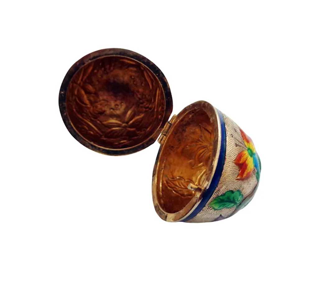 Chinese Enamel on Silver Egg Form Box or Snuff or… - image 7