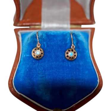 14K Antique Enamel Earrings - image 1