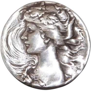 Art Nouveau Sterling Woman Cameo Pin - image 1