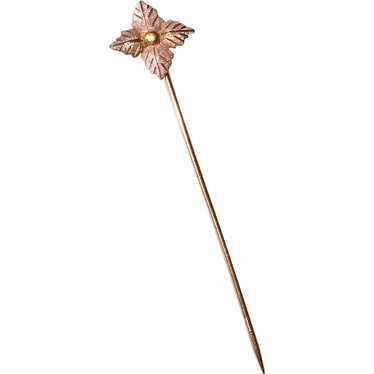 10k Yellow & Rose Gold Engraved Floral Stickpin