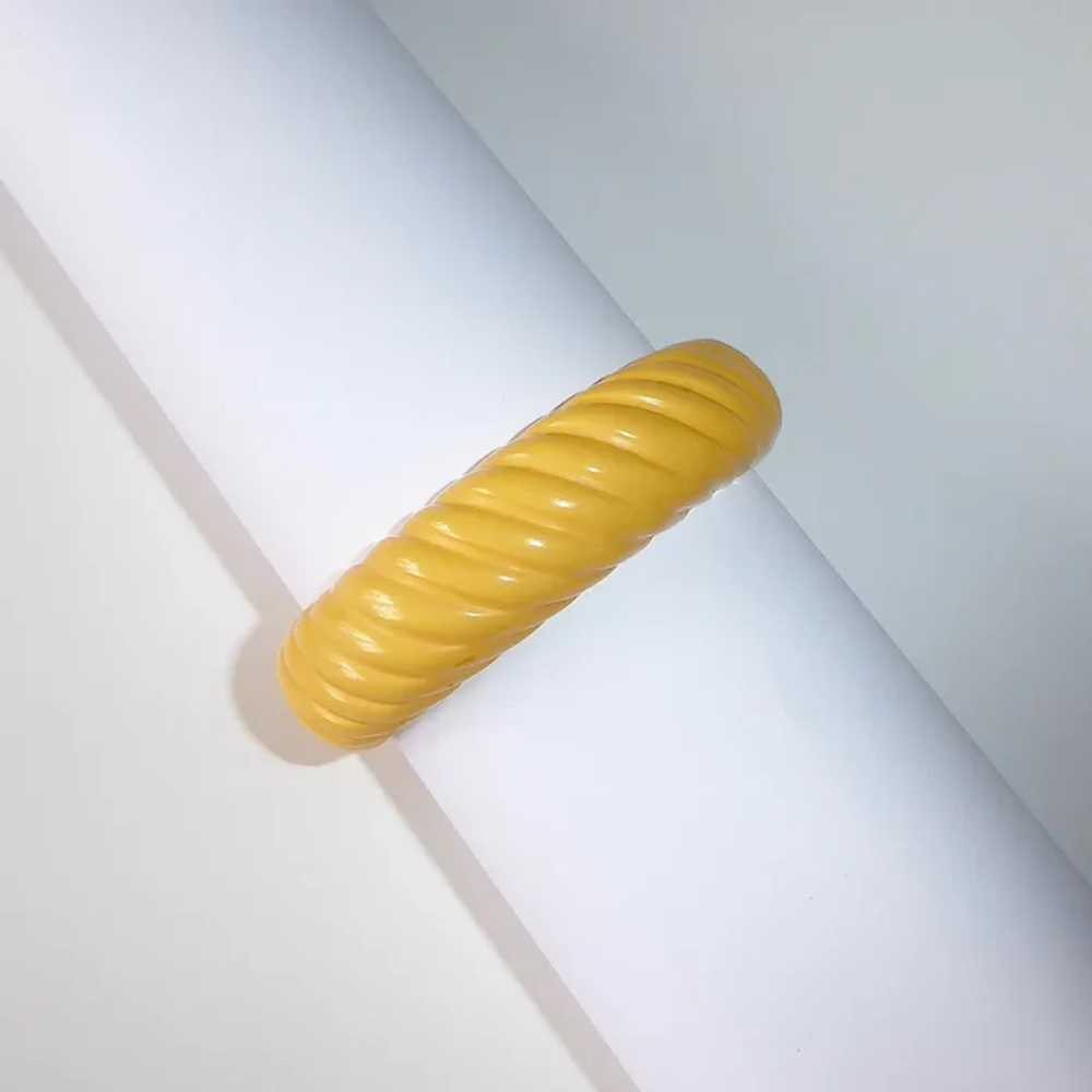 Creamed Corn Molded Celluloid Incised Cuff Bracel… - image 10