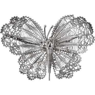 Large Filigree Butterfly 900 SIlver Pin