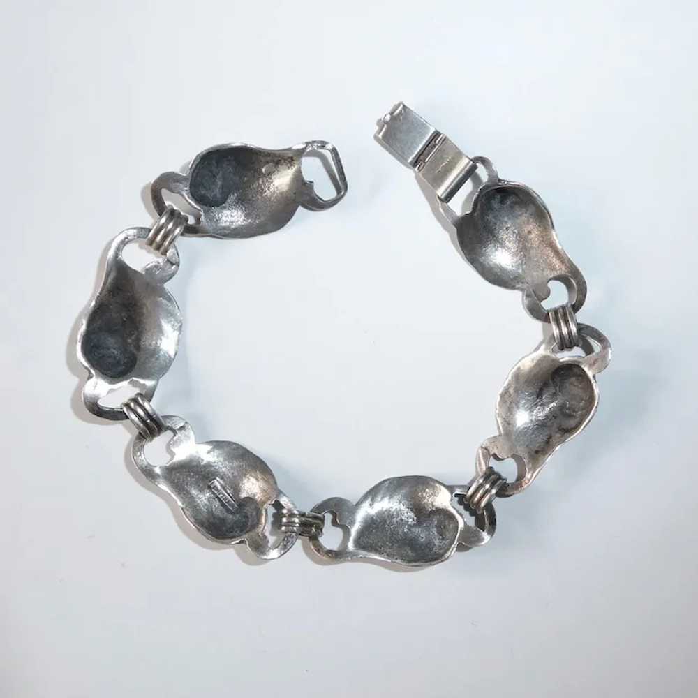 Dimensional Sterling Flower Bud Link Bracelet - image 10