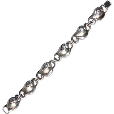 Dimensional Sterling Flower Bud Link Bracelet - image 1