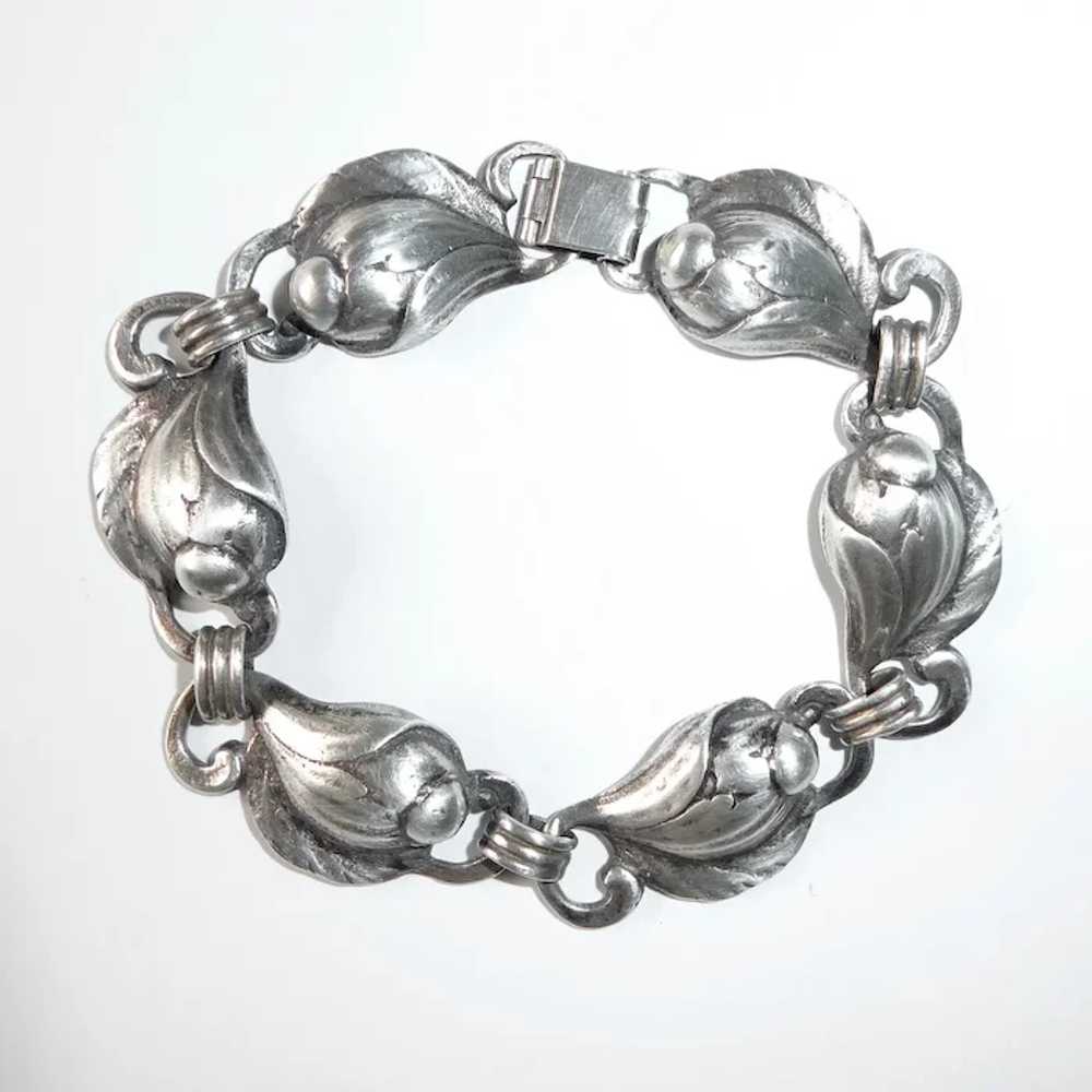 Dimensional Sterling Flower Bud Link Bracelet - image 2