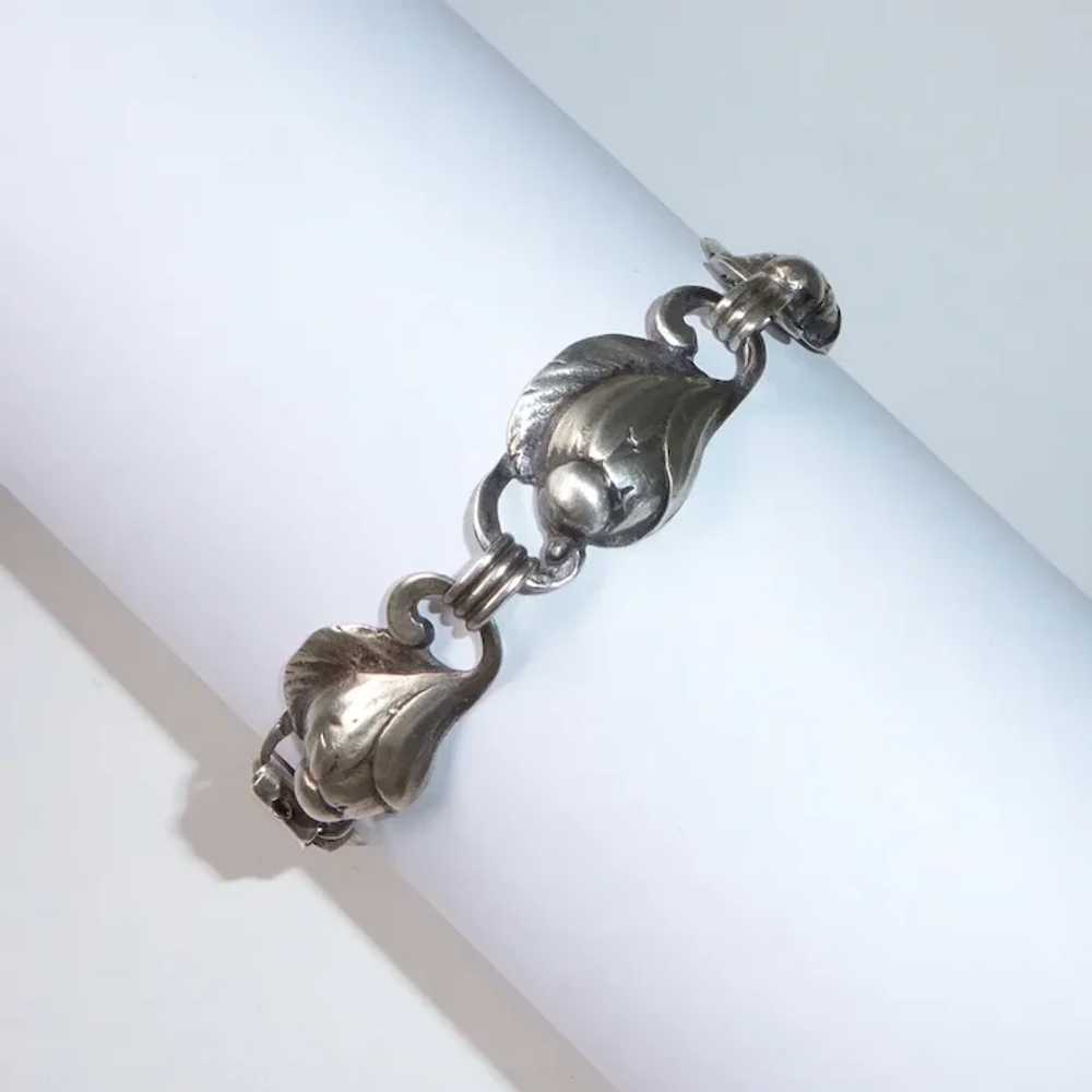 Dimensional Sterling Flower Bud Link Bracelet - image 3