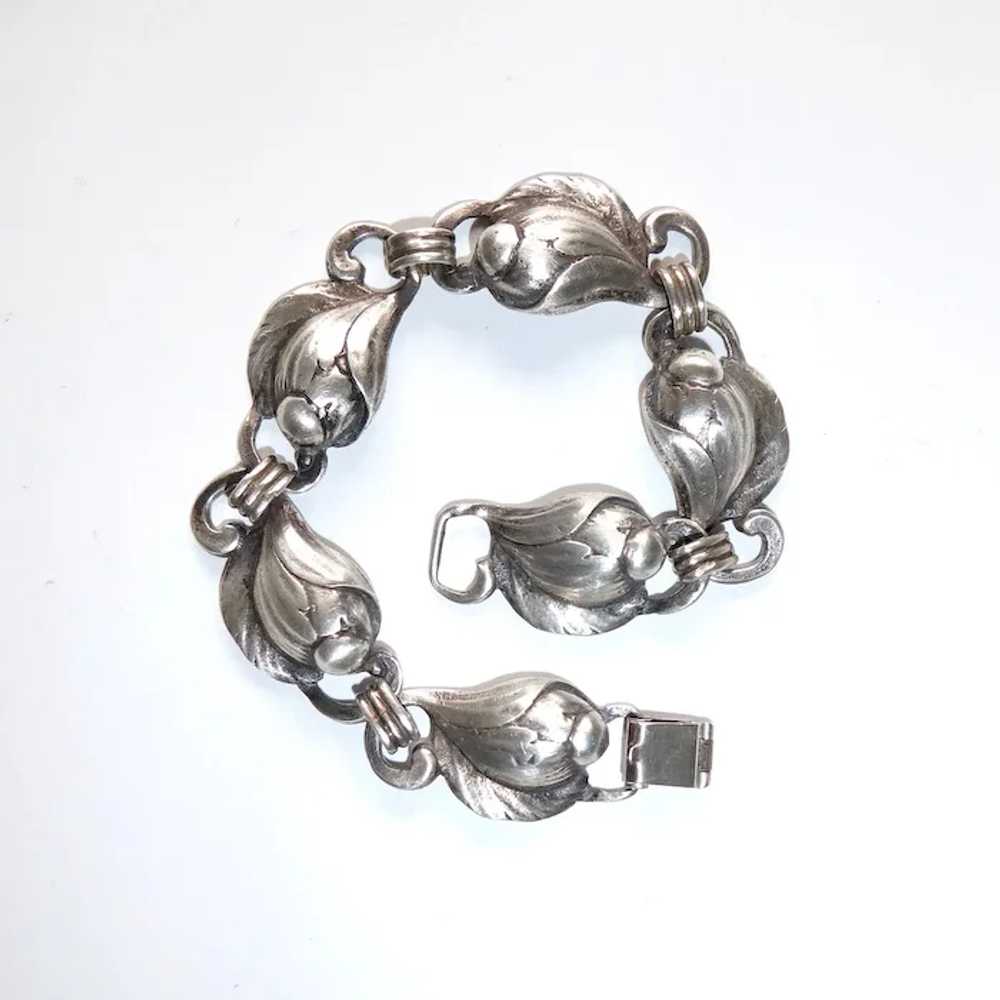 Dimensional Sterling Flower Bud Link Bracelet - image 4