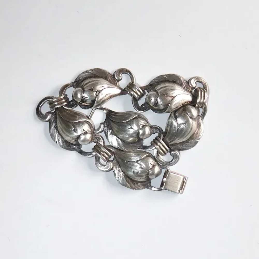 Dimensional Sterling Flower Bud Link Bracelet - image 6