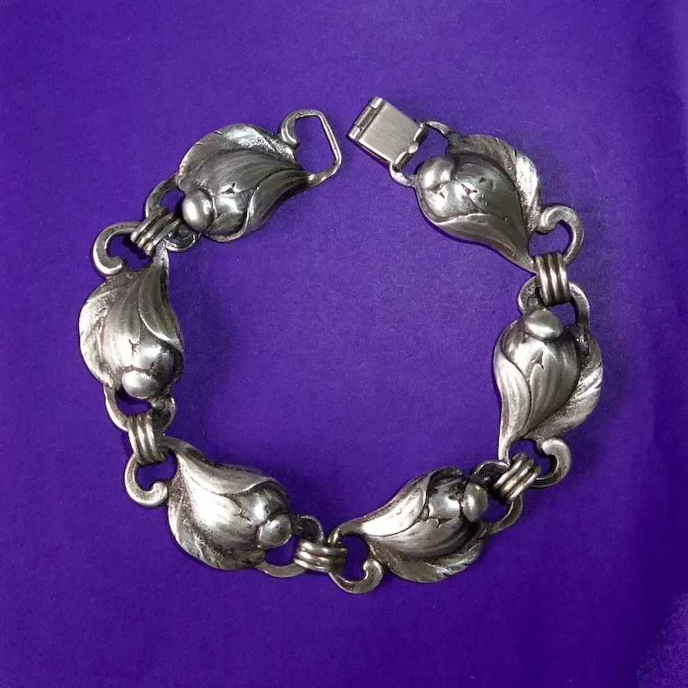 Dimensional Sterling Flower Bud Link Bracelet - image 7