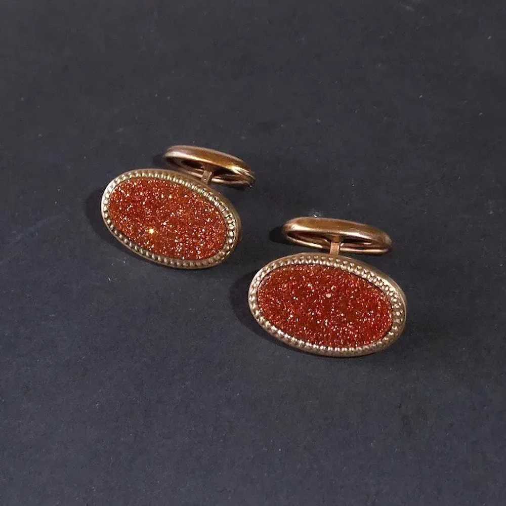 Sparkling Edwardian Goldstone GF Cufflinks - image 12