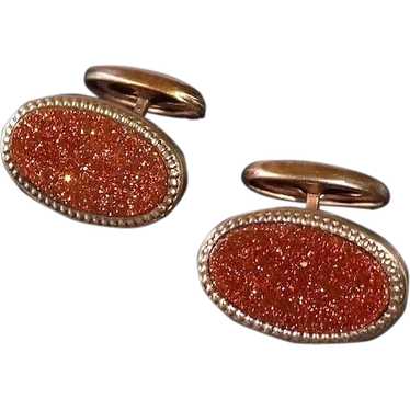 Sparkling Edwardian Goldstone GF Cufflinks - image 1