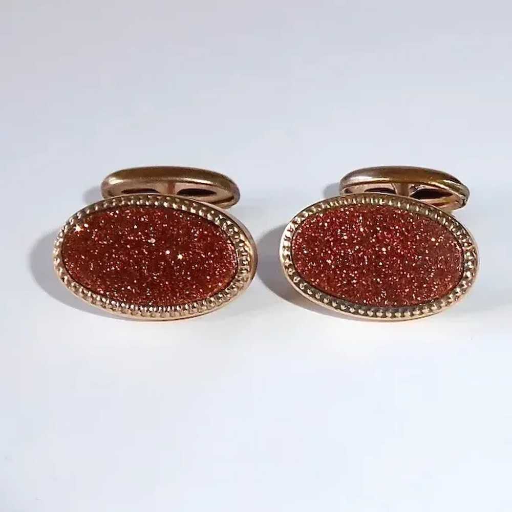 Sparkling Edwardian Goldstone GF Cufflinks - image 2