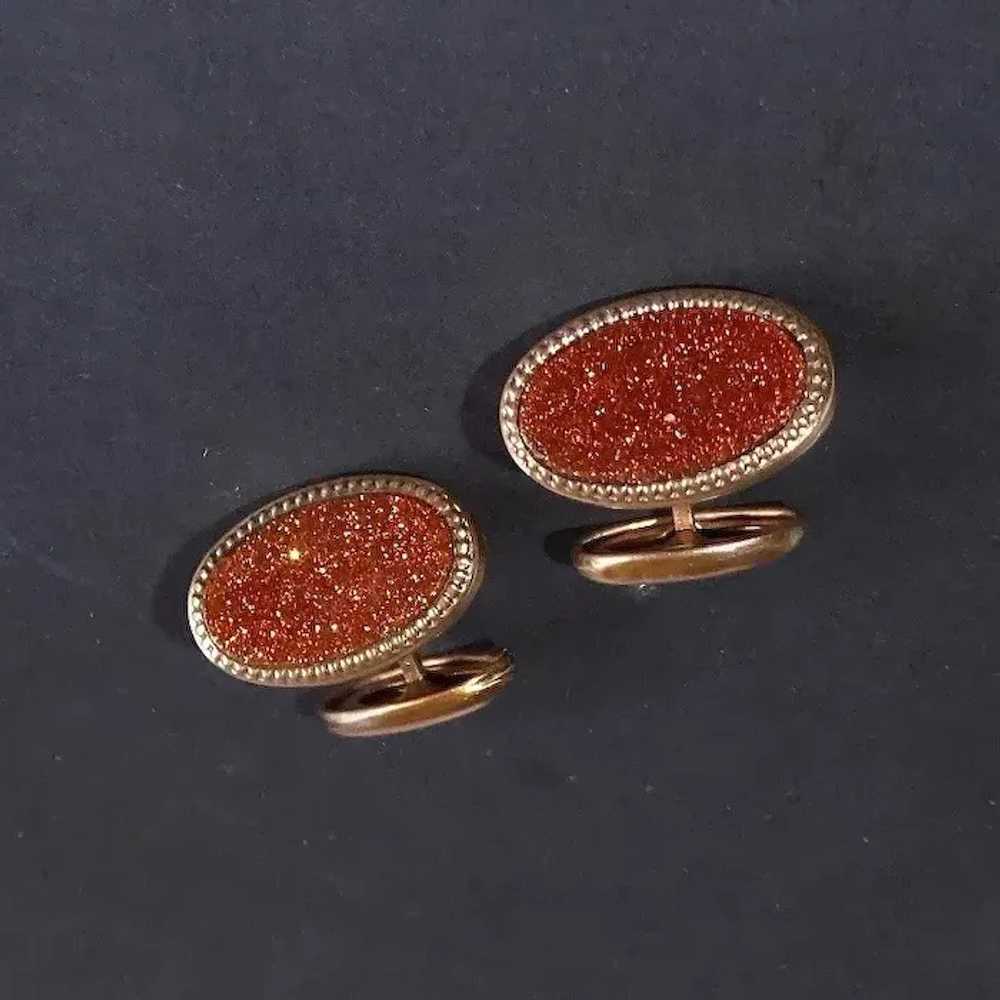 Sparkling Edwardian Goldstone GF Cufflinks - image 3